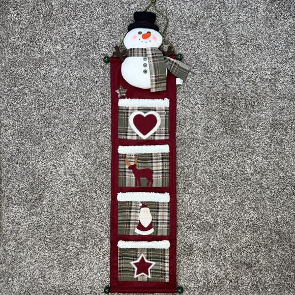 Long Hanging Snowman Christmas Decor Tapestry Sown Pockets - Picture 1 of 7